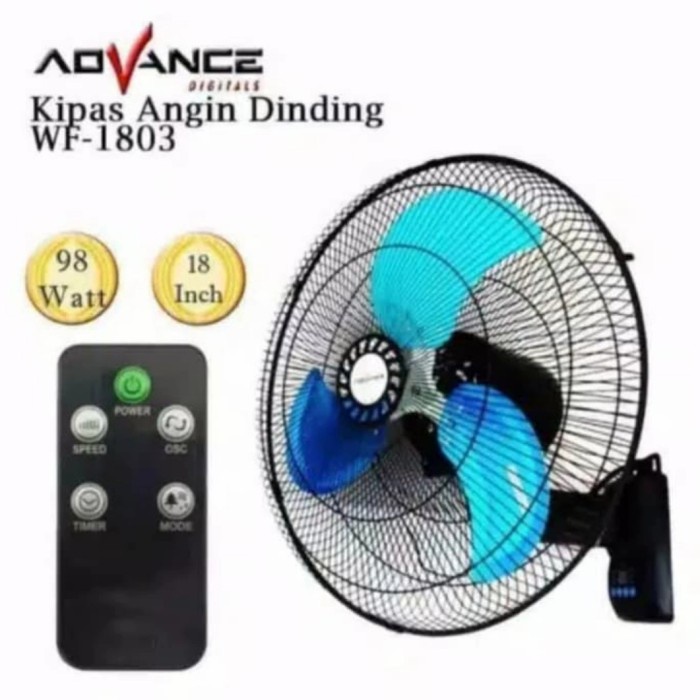 Kipas Angin Dinding Remote Tornado Advance WF 1803 Baling Besi