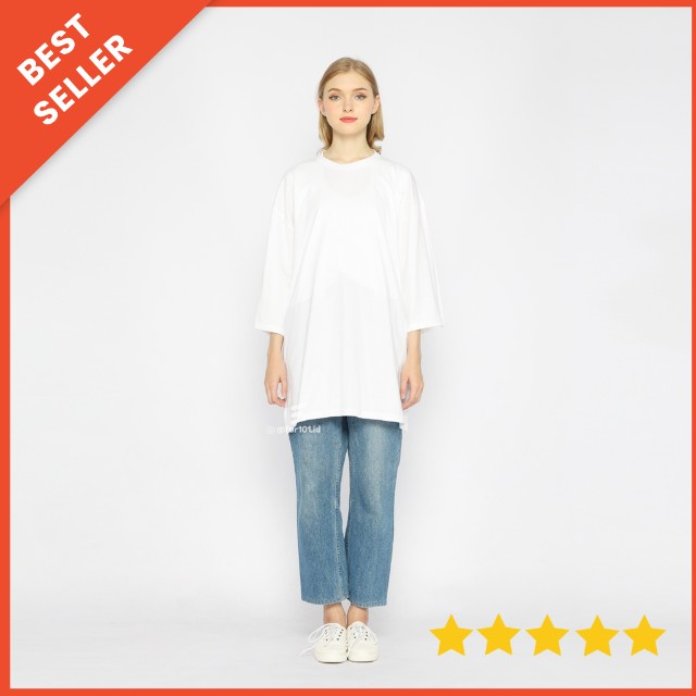 Kaos Oversize Wanita lengan 7/8 Basic Oversized Busui dan NonBusui White