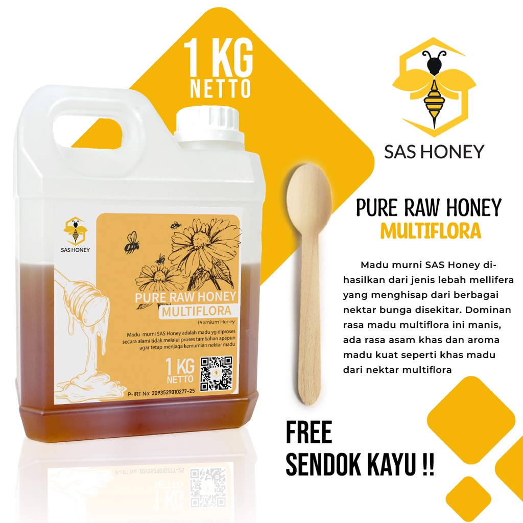 

Madu Asli Murni 1Kg Sas Honey Nektar Bunga Multiflora