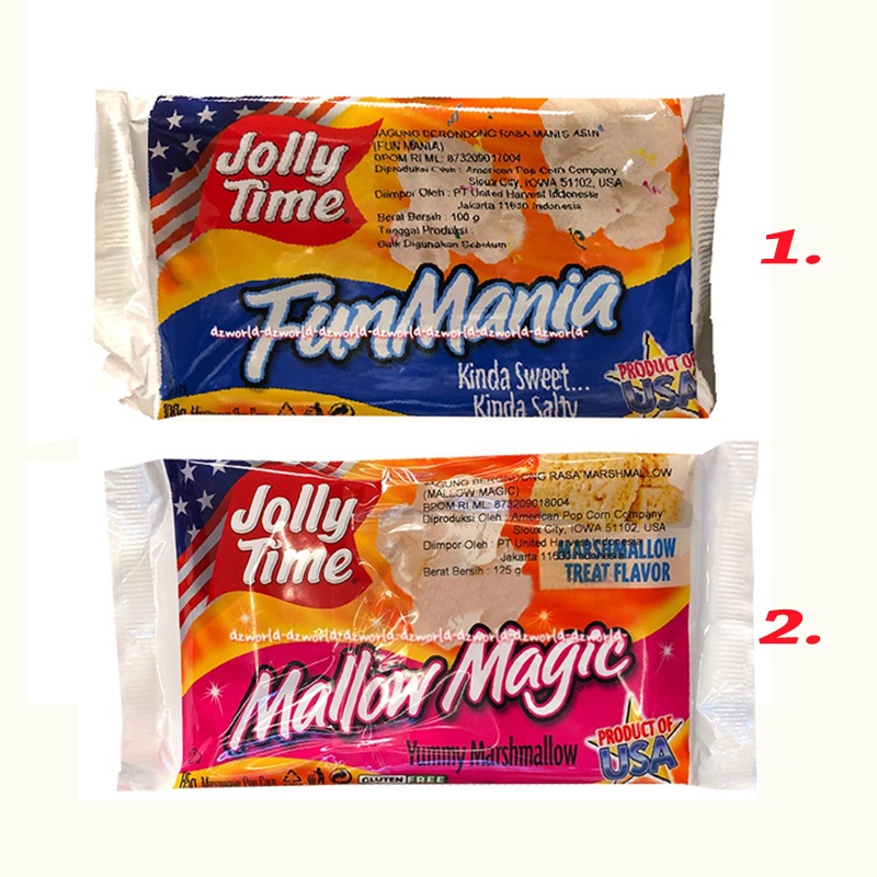 Jolly Time Popcorn 125gr FunMania Kinda Sweet Salty Mallow Magic Yummy Marshmallow Jagung Instan