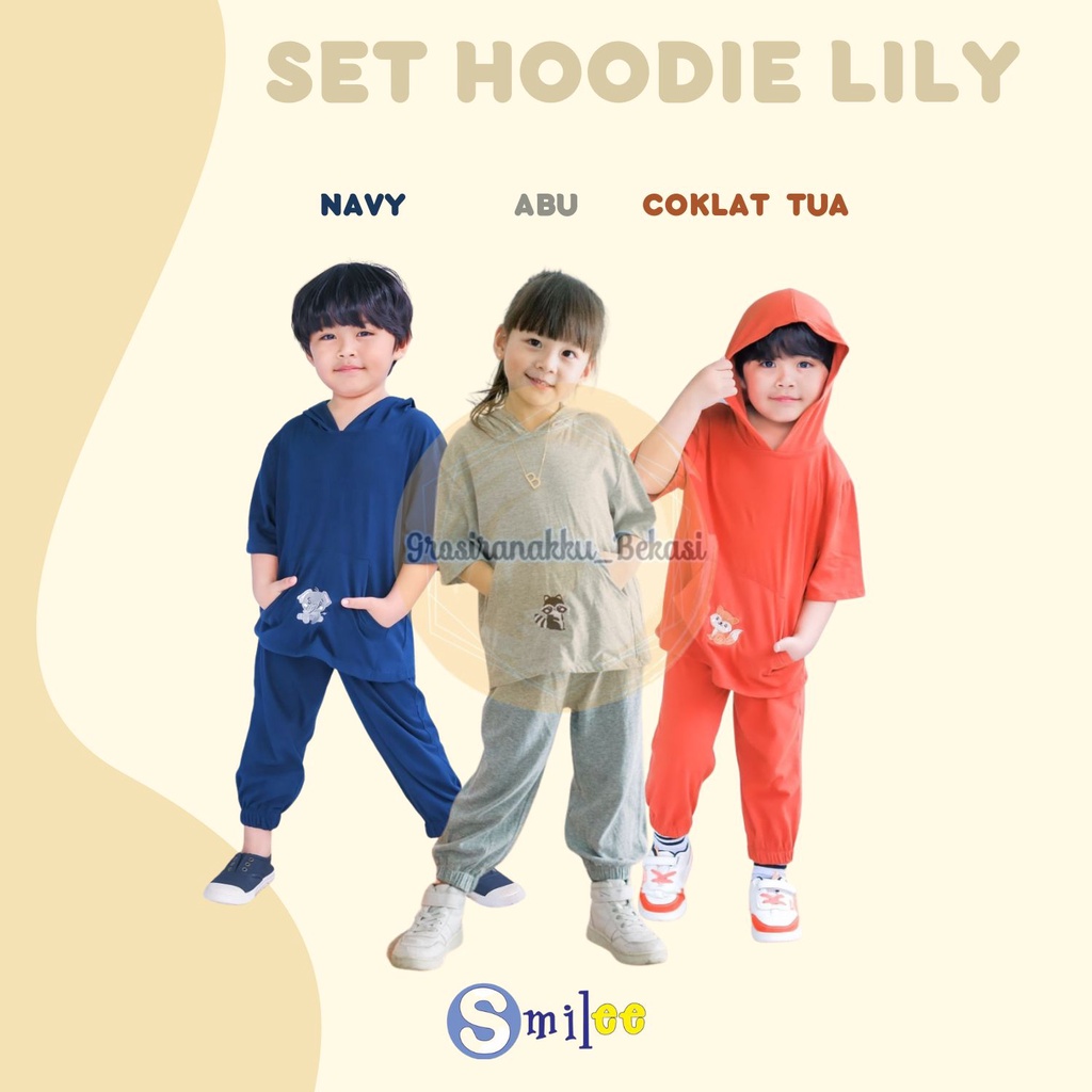 Setelan Anak Smilee Unisex Hoodie Lily Oversize Mix Warna 1-5Tahun