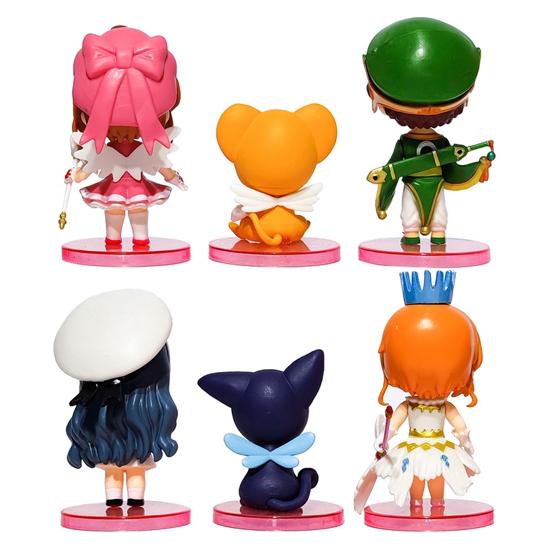 6pcs / Set Mainan Action Figure Anime Card Captor Sakura Kinomoto Li Syaoran Cerberus Tomoyo Daidouji Bahan PVC Untuk Dekorasi