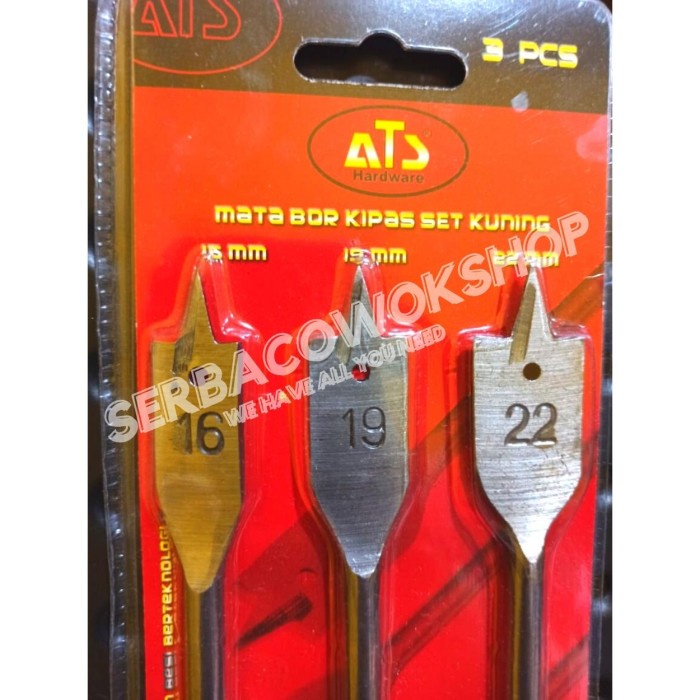 ATS Mata Bor Kipas Mata Bor Pelubang Kayu 3 Pcs 16-19-22 mm Termurah