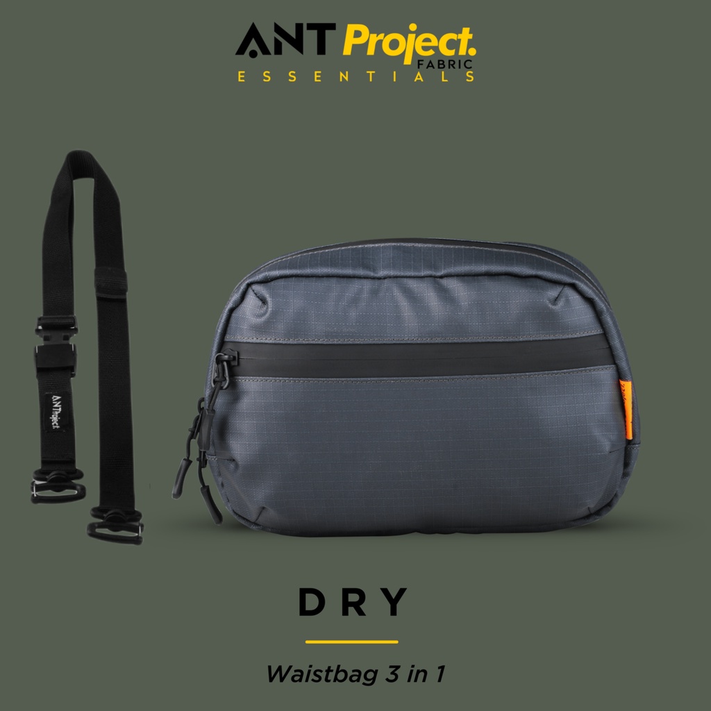 ANT PROJECT - Waist Bag Pria DRY Grey 3 in 1 Waterpfroop