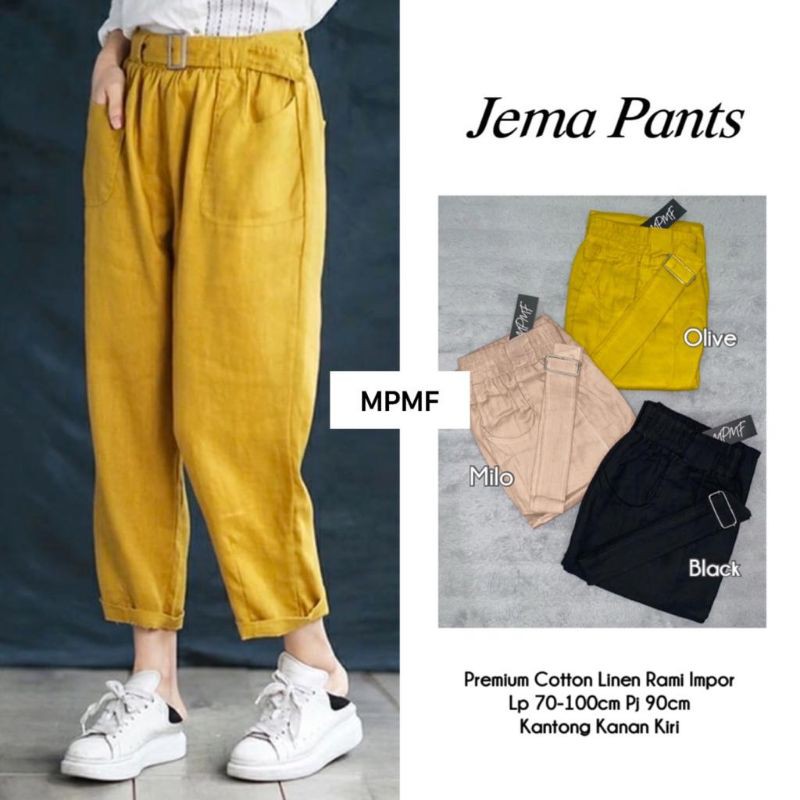 jema pants , By Mpmf , premium cotton linen remi import,