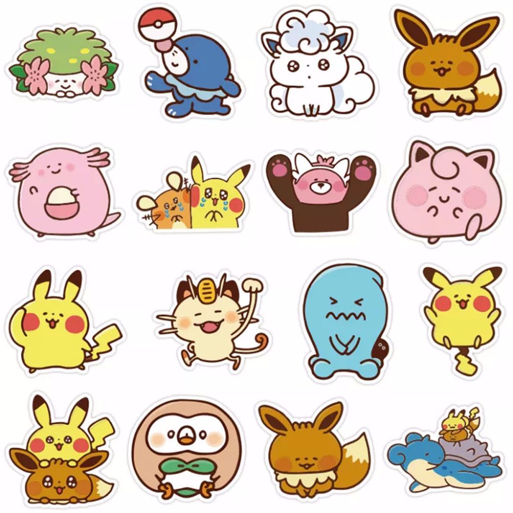 LANFY Waterproof Graffiti Sticker Cute Mobile Phone Sticker Pikachu Stickers 38pcs/set Cartoon  Stickers Suitcase Decoration Anime Q Version Guitar Decoration Pokemon