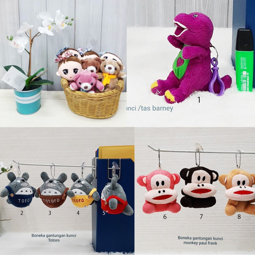 gantungan kunci keychain boneka monkey barney totoro paul frank florist bunga souvenir kado