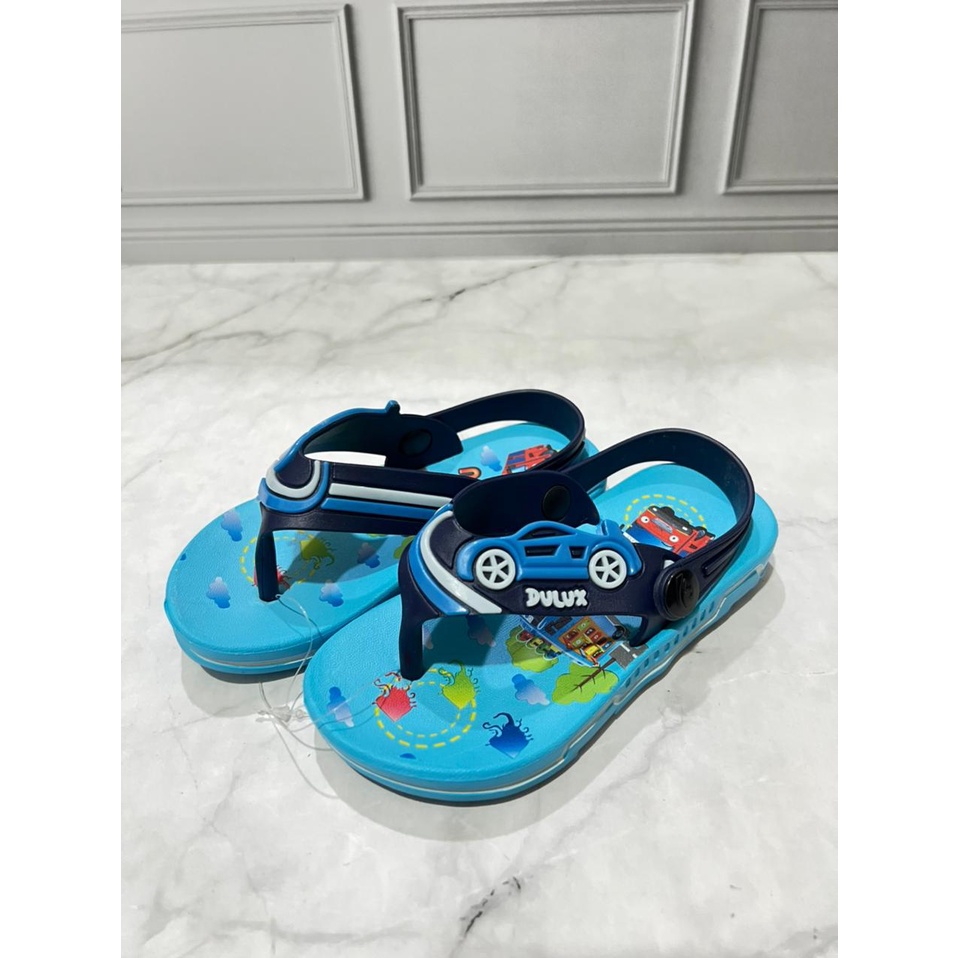 DX-193E Sandal Jepit Anak Laki Laki Karakter Mobil / Sandal Jepit Anak Cowok Tali Belakang Merek Dulux Size 20-25