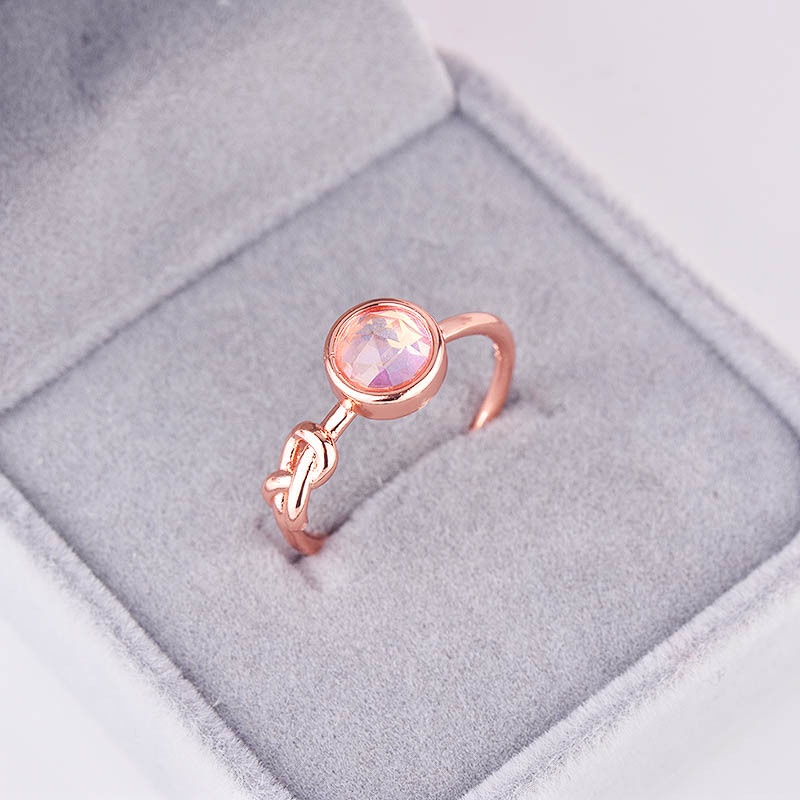 Cincin Sterling Silver 925 Dengan Batu Kristal Pink Untuk Wanita Jza0122