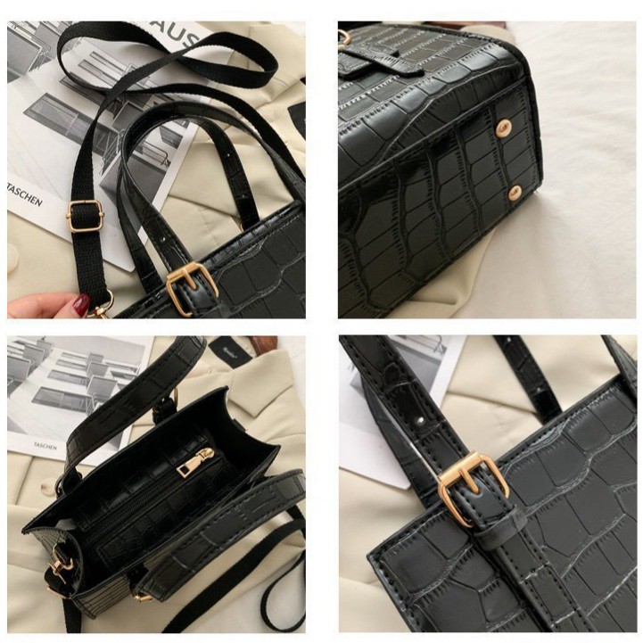 TAS SELEMPANG WANITA KULIT CROCO PREMIUM HITAM MURAH KOREA IMPORT PESTA ATHENS TA242B5 FASHION SLING