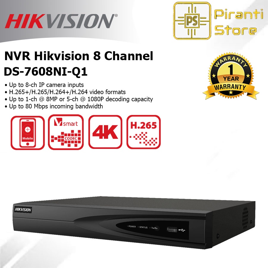 NVR Hikvision DS-7608NI-Q1 8 channel 1U 4K