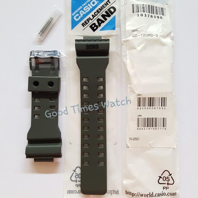 Strap G-Shock Gd-100Ms-3Dr / Gd-100 / Casio Original Terbaru