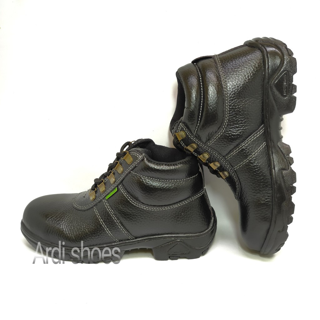 Sepatu Safety Boots Tali Pria Sepatu Sefty Cowok Sepatu kerja Septi Kulit Sapi Asli Ujung Besi 804