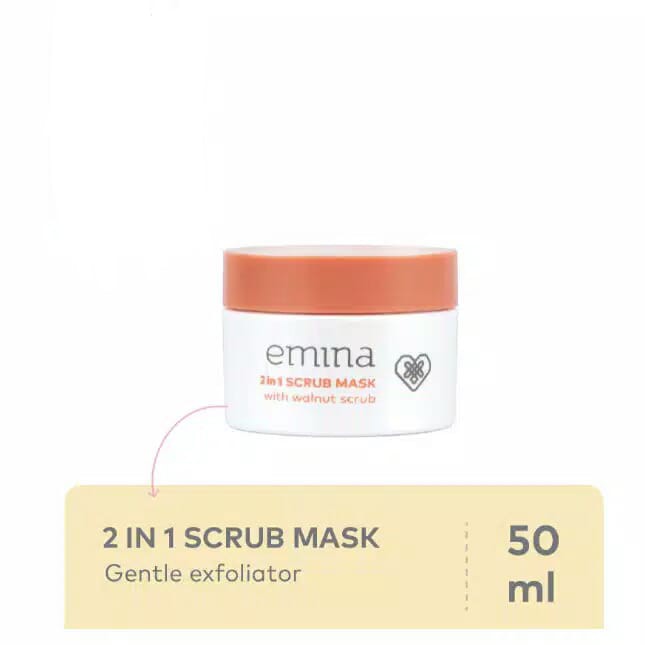 Emina 2 in 1 Scrub Mask 50 ml ~ ORIGINAL