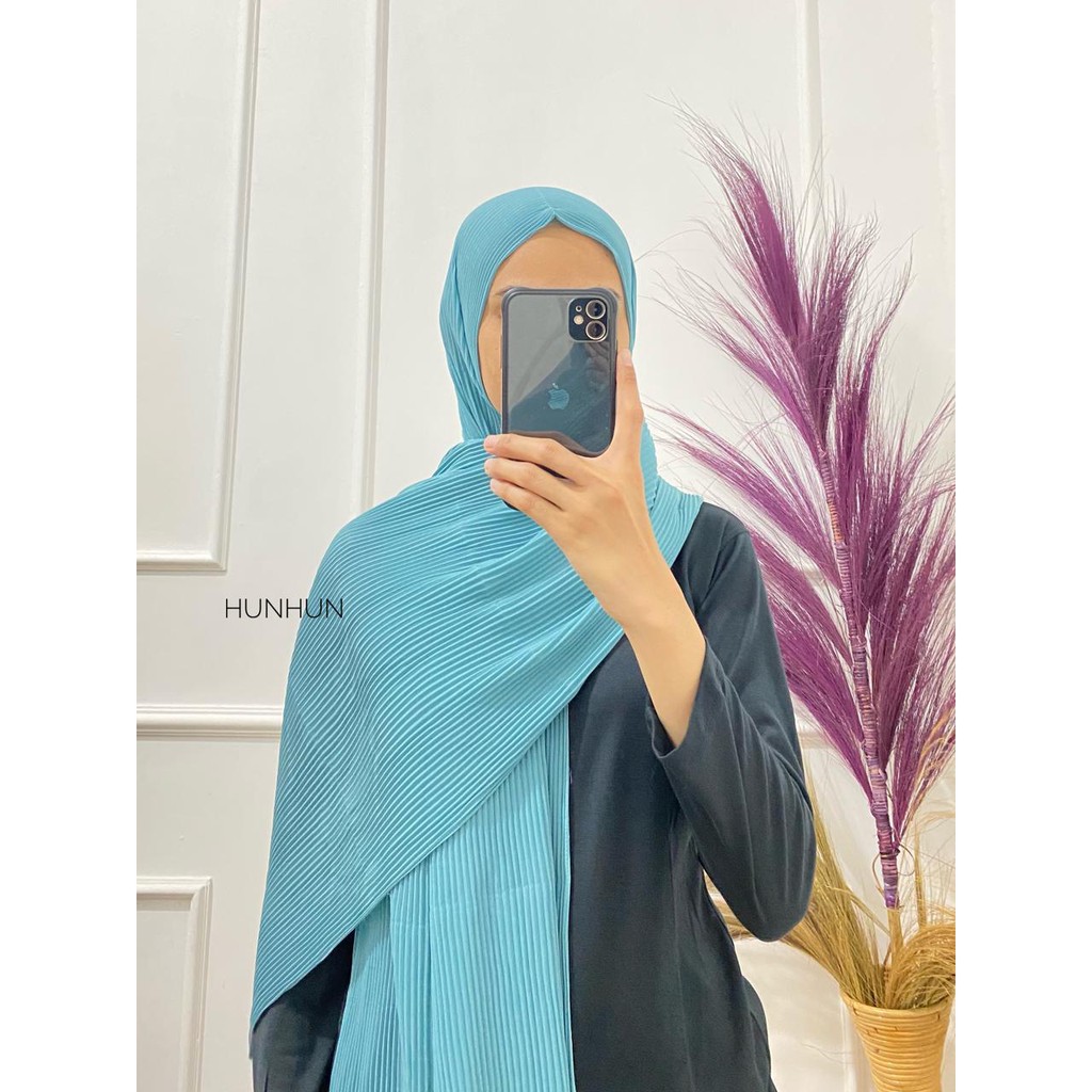 (Full Plisket Ceruty) Pashmina Pasmina Plisket Lidi Premium/ Fatin Jilbab Pasmina-FULL CERUTY(A)WARDAH