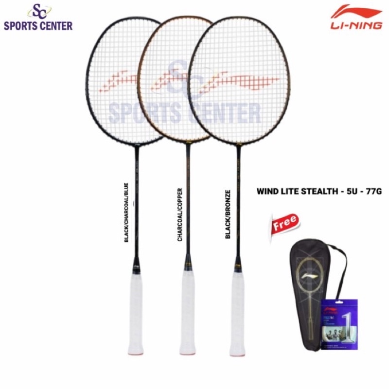 New Raket Badminton Lining Wind Lite / Windlite Stealth 5U 77 Gram