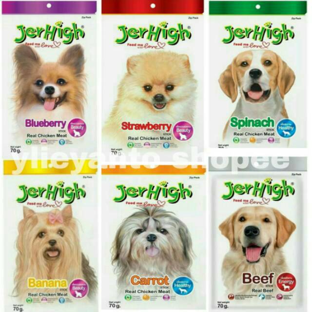 Jerhigh blueberry / strawberry / banana / carrot / spinach / beef / Jerhigh duo / jerhigh morning time / jerhigh bed time / snack anjing