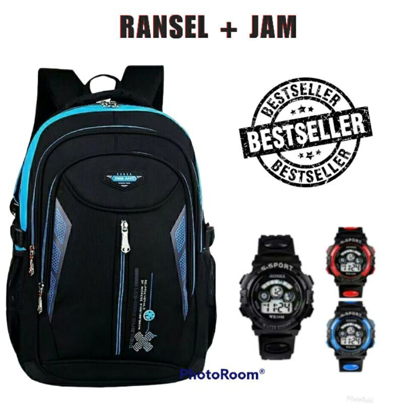 Tas Ransel anak SD PL01 Ransel anak Sekolah laki-laki Bonus Jam Tangan