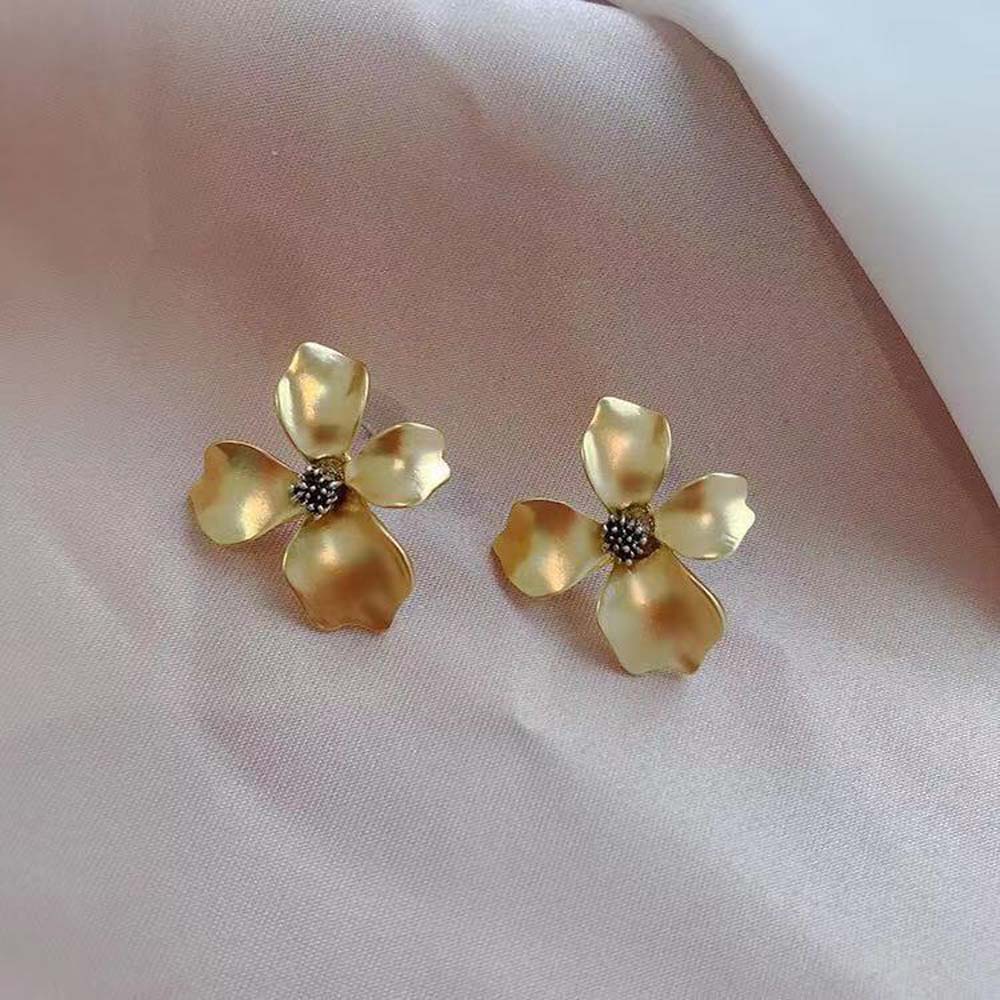 Anting Stud Bentuk Bunga Bahan Logam Matte Warna-Warni Gaya Korea Untuk Wanita