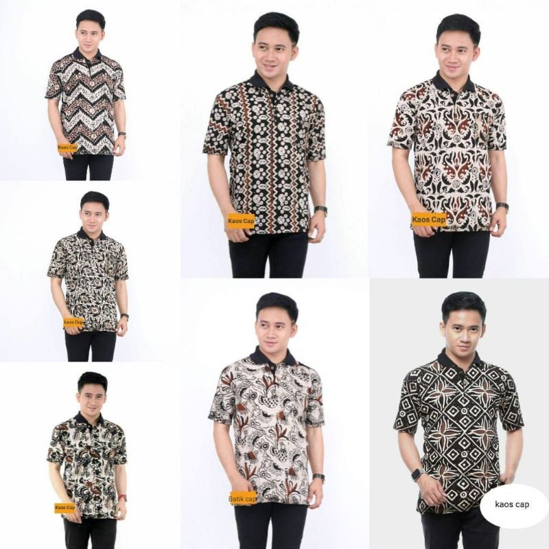 kaos kerah batik cap batangan