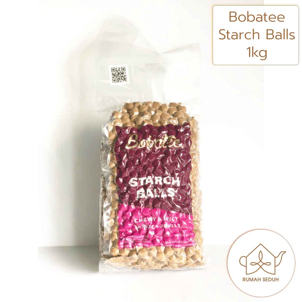 

1kg Boba Starch Balls Bubble Tea - Tapioca Black Pearl Mutiara Bobatee Gundu - Bola Tapioka Mutiara Tea Time