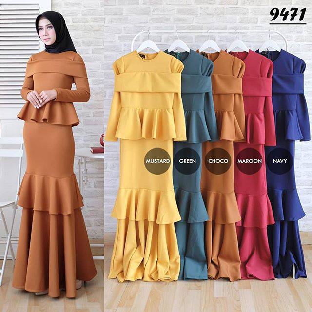 9471#longdress scuba Vagansa peplum