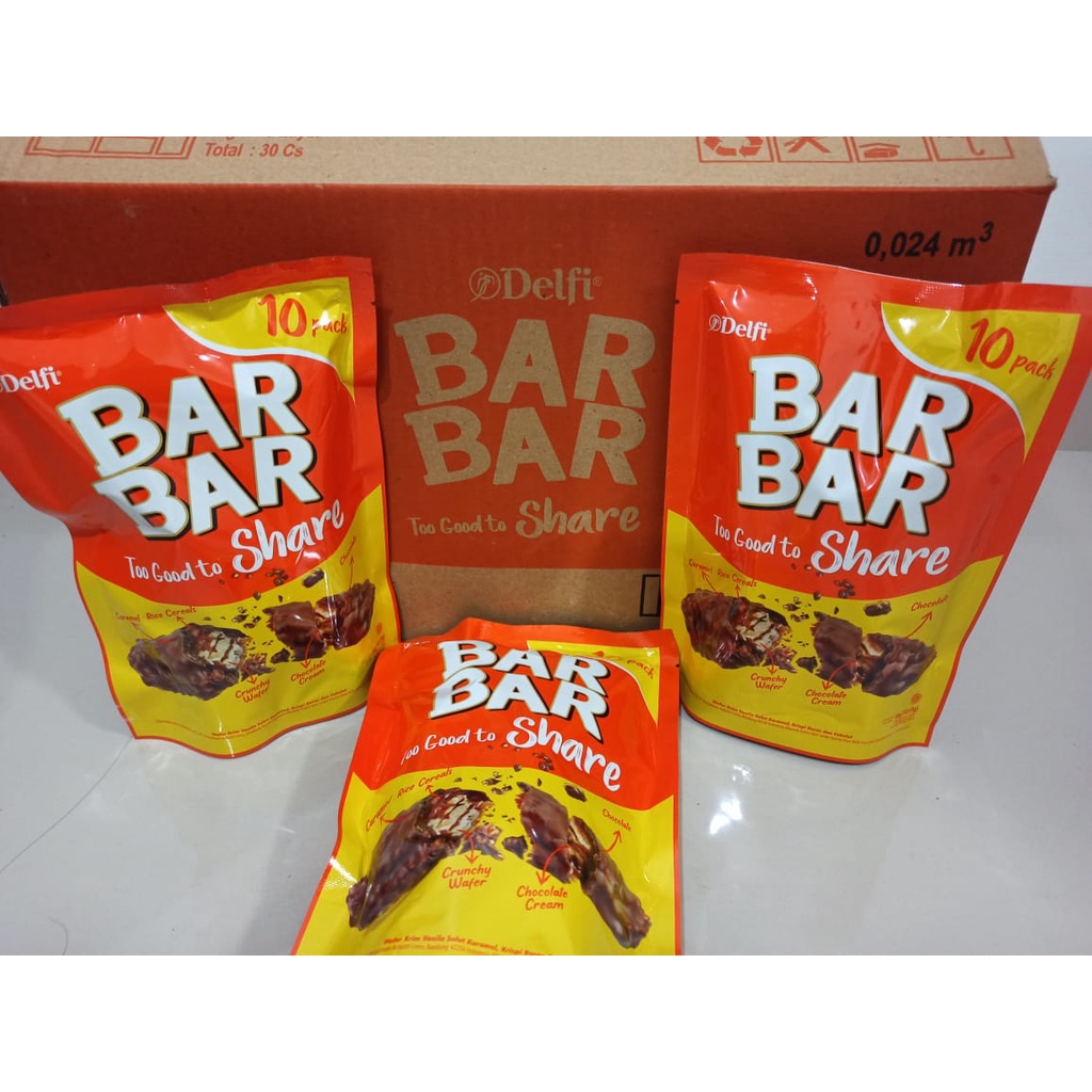 DELFI BAR BAR 80 GRAM ISI (10pcsx8 gr) PACK WAFER COKELAT KRIM VANILLA SALUT KARAMEL DAN RICE CRISPY COKLAT