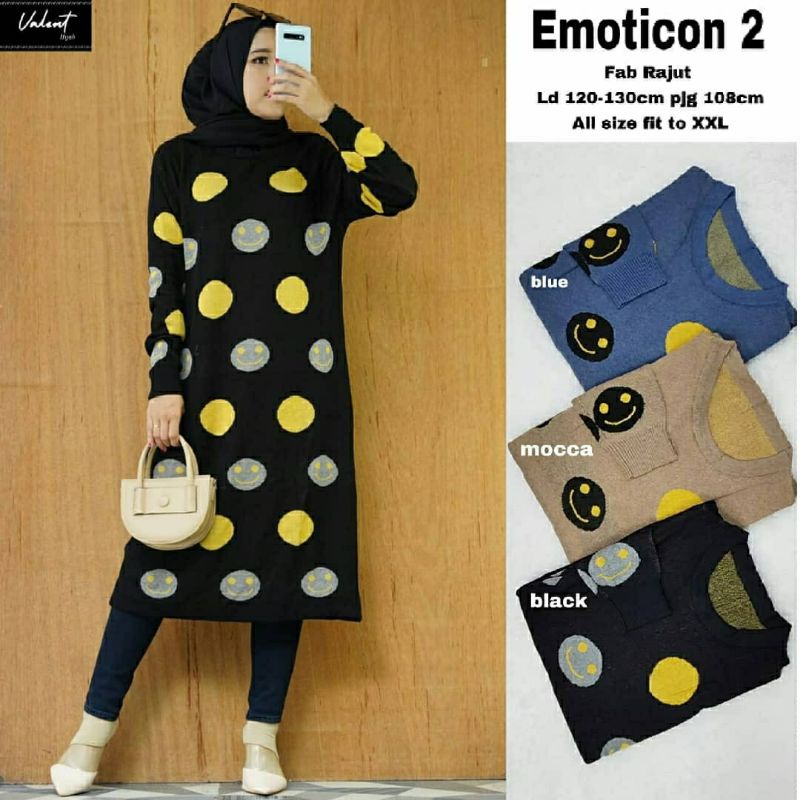 Emoticon #2 Rajut, TUNIK RAJUT JUMBO CANTIK BAHAN RAJUT PREMIUM LD 116-130 JUMBO OOTD KEKINIAN MODIS