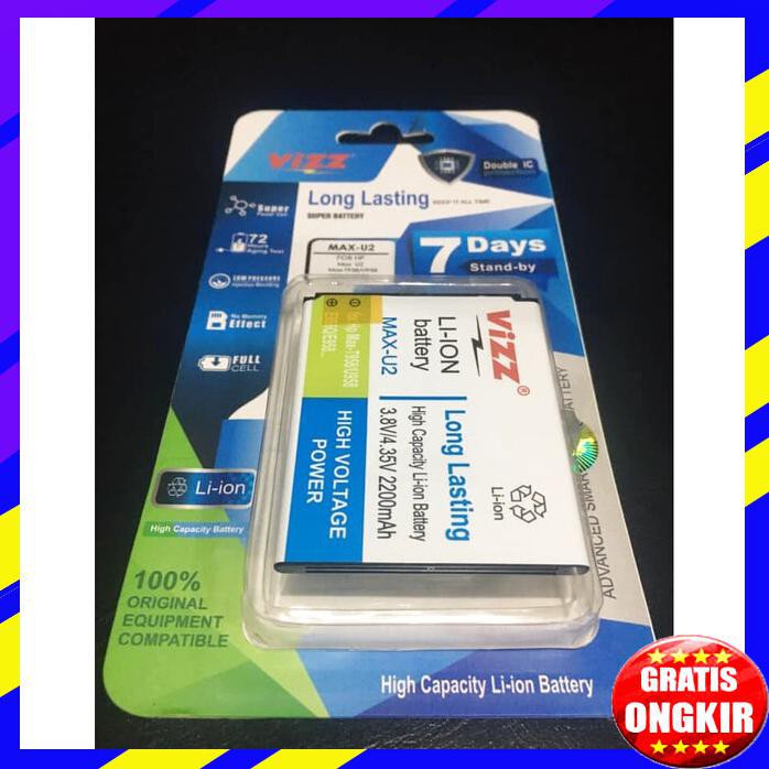 ACC HP BATERAI SMARTFREN ANDROMAX U2 QI E2 PLUS 2200MAH DOUBLE POWER VIZZ