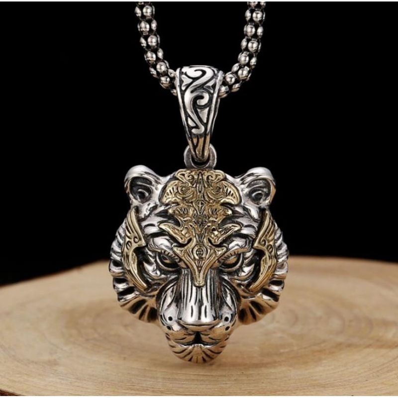 Kalung Rantai Pria Liontin Harimau Original Berkelas