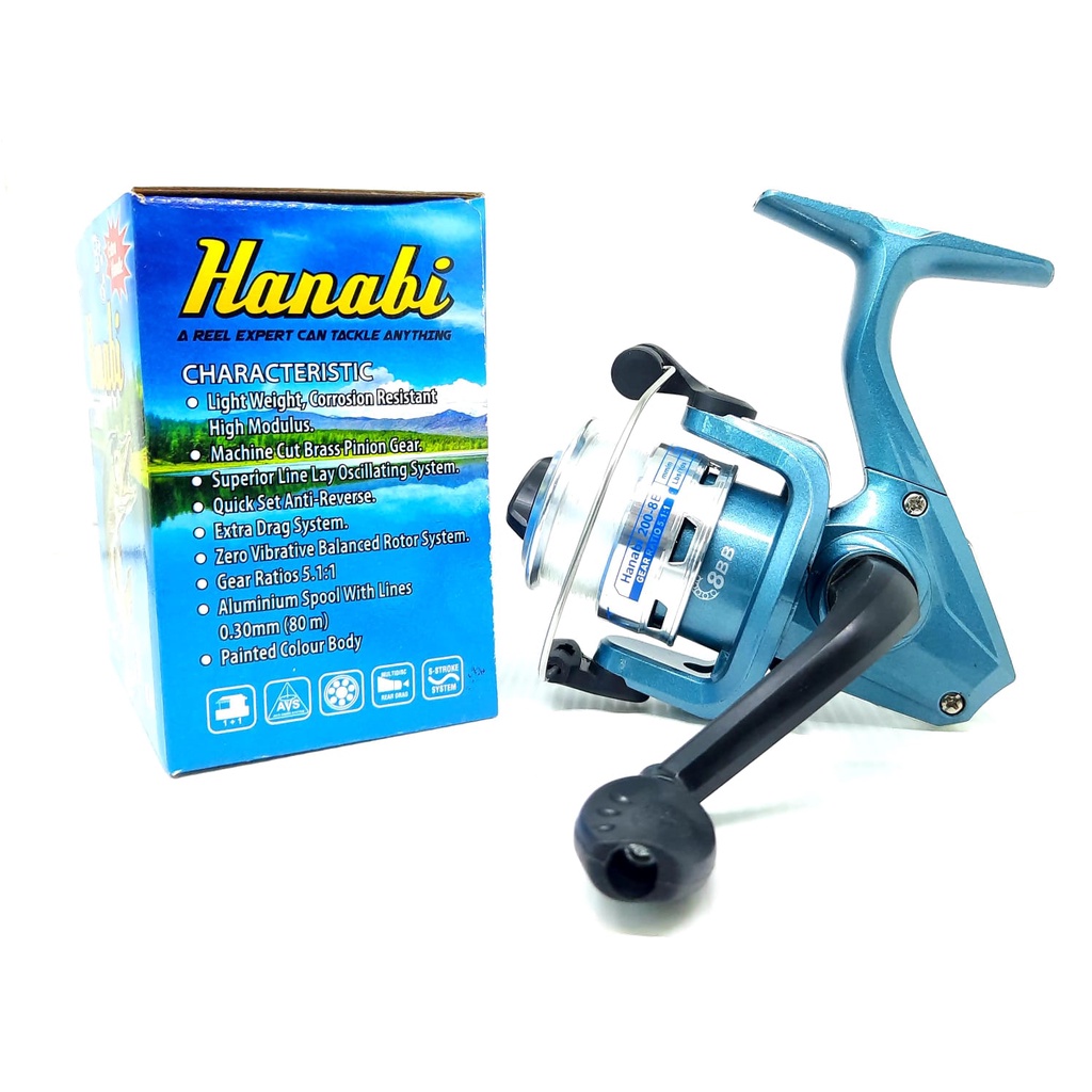 Reel Pancing HANABI 200 8BB Spool Besi Free Handle