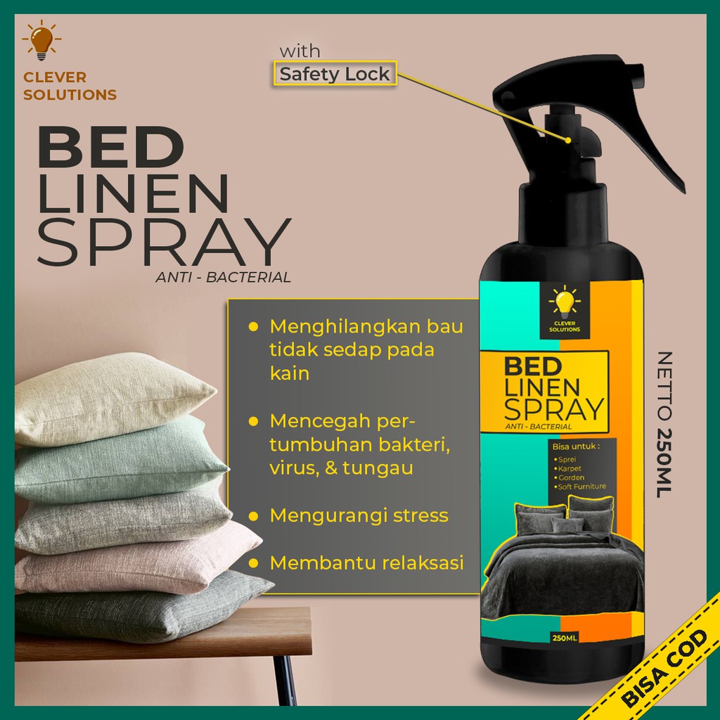 Bed Linen Spray Disinfectant with Anti Bacterial Virus Essential Oil Pengharum Ruangan 250ML