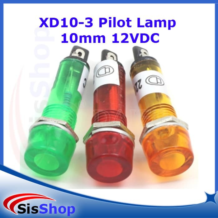 PILOT LAMP LAMPU PILOT FLAT 10 MM 12 VDC 12V DC INDIKATOR XD10-3