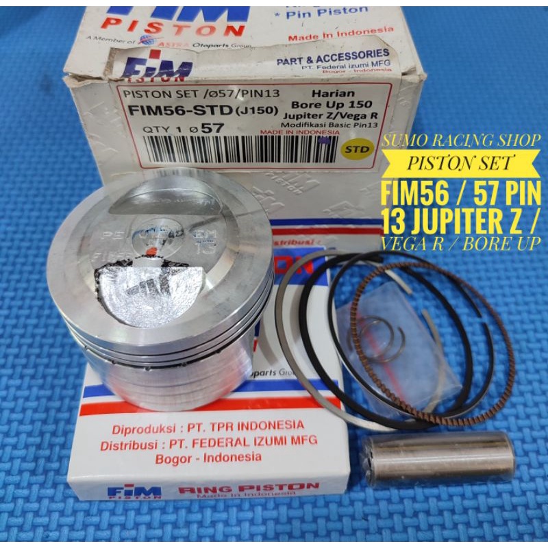 PISTON SEHER KIT SET FIM 56 ukuran 57 mm pen pin 13 jupiter z
