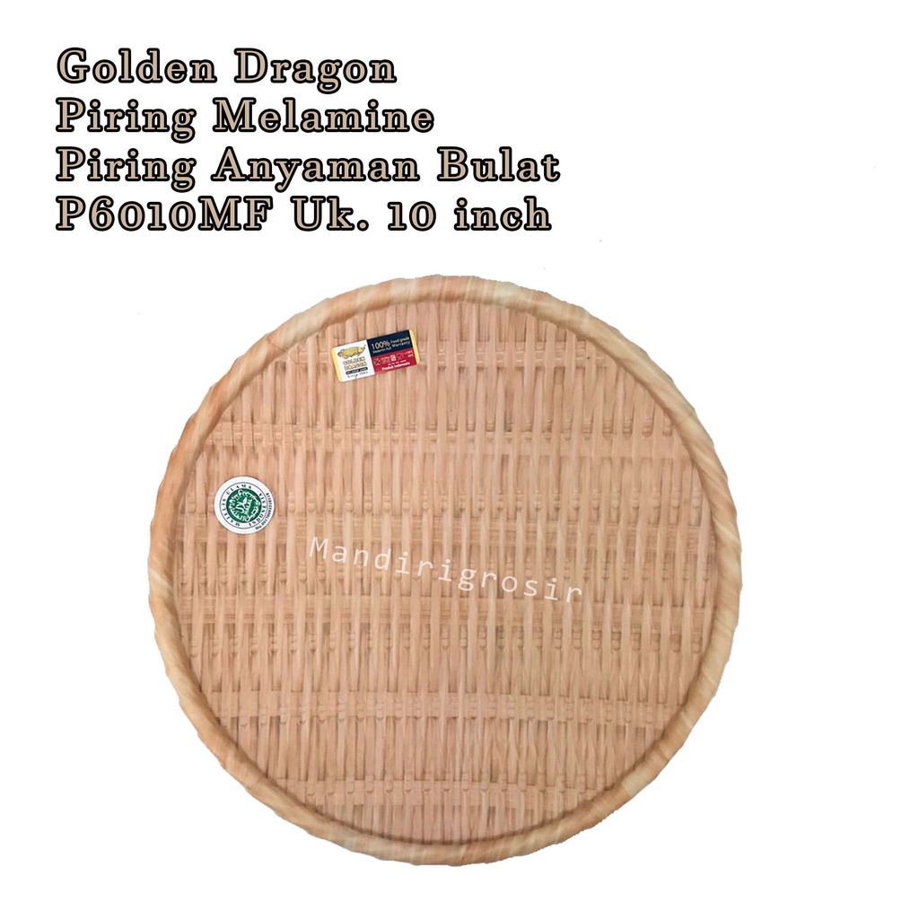 Golden Dragon * Piring Melamine * Piring Anyaman Bulat * P6010MF * Uk. 10 inch