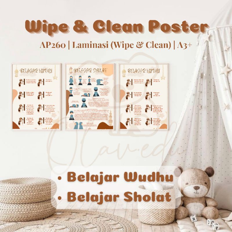 

POSTER WIPE AND CLEAN - SERI ISLAM BELAJAR WUDHU DAN SHOLAT AESTHETIC BOHO EDUKASI ANAK LAMINASI GLOSSY A3+ ART PAPER 260