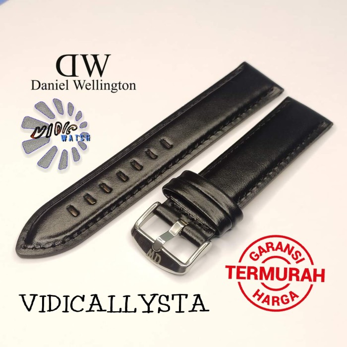 Strap 20mm Leather Classic Tali Kulit Polos Jam Tangan bagus 20 mm - Hitam