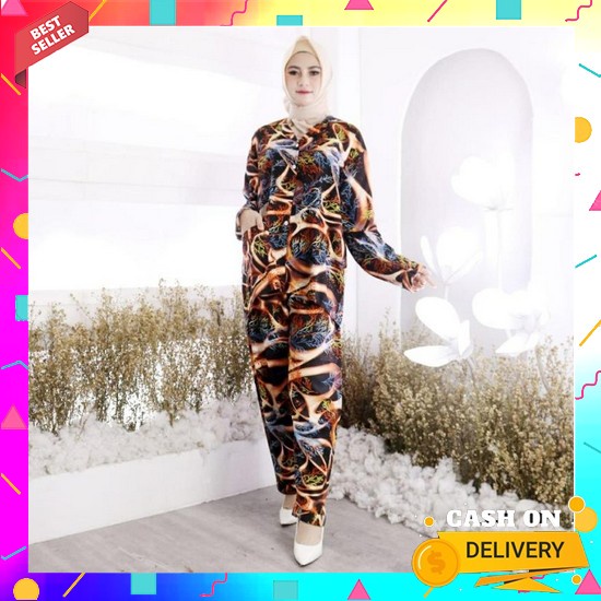 One Set Ameera Setelan Wanita Kekinian // Steelan Wanita Motif Polos Modis Korean Style // Baju Sete