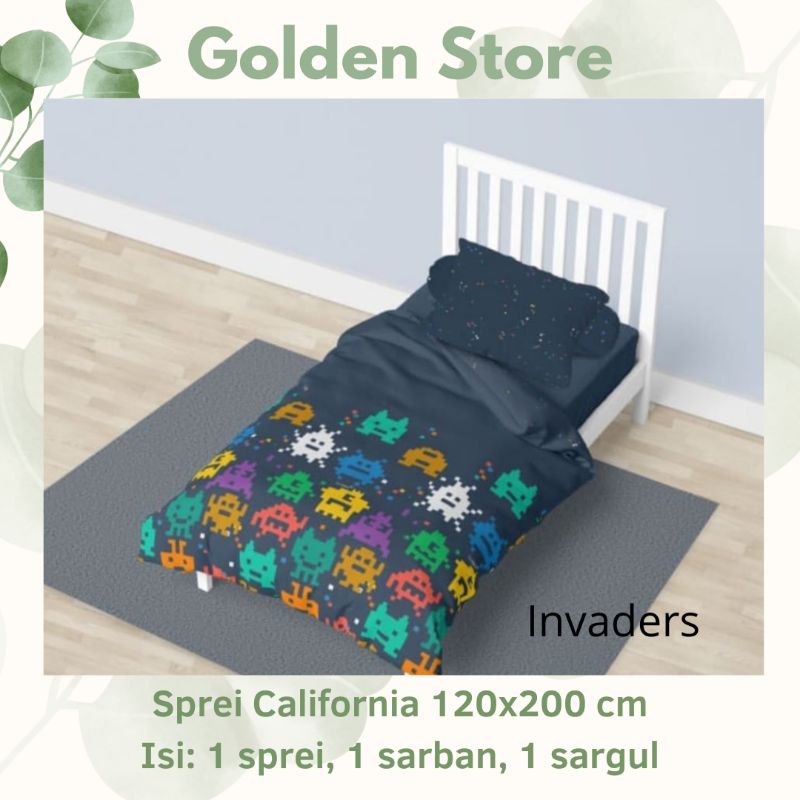 Sprei California 120x200 Motif Invaders