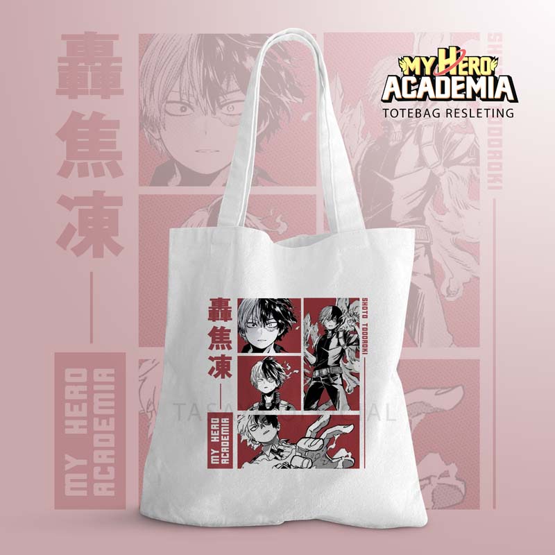 Tas Totebag Kanvas Anime My Hero Academia Tas Bahu kekinian /Totebag Anime bergambar Shoto Todoroki/