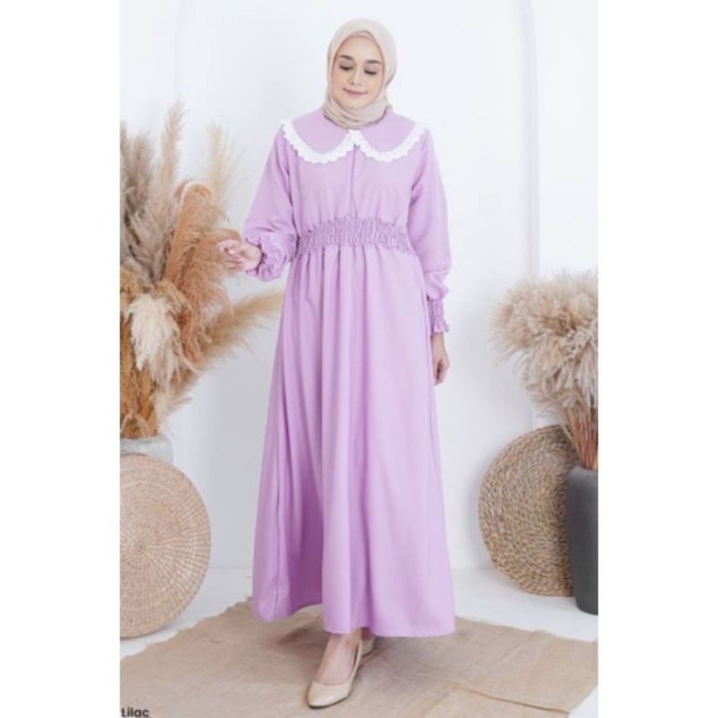 Gamis monscrep Sharie Maxi | Gamis Muslim | Busui Friendly | Fashion Muslim Gamis Kancing Aktif