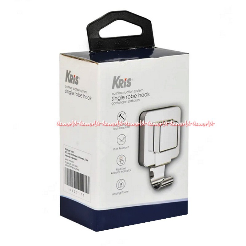 Kris Pushloc Suction System Single Robe Hook Gantungan Pakaian Tanpa Baut Mur