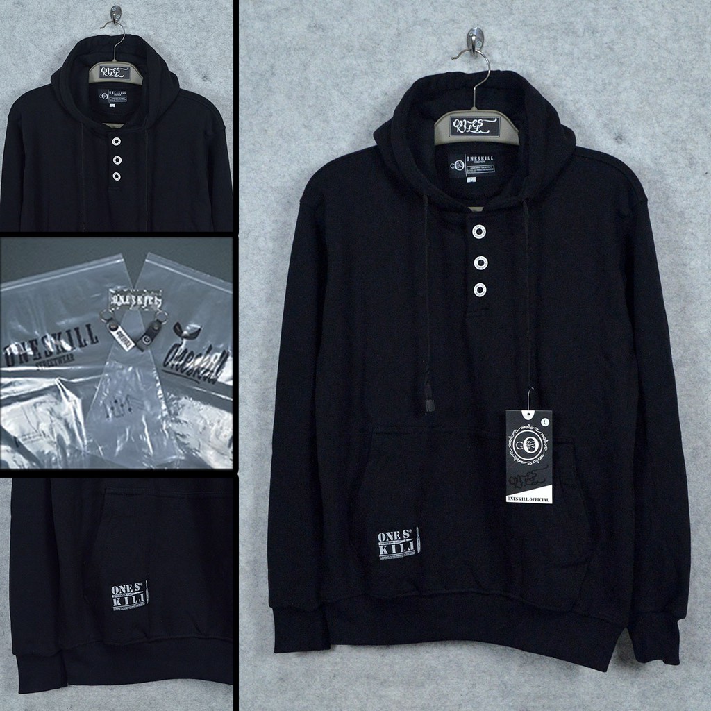 jaket sweater hoodie  keren  hodie kancing oneskill M L XL 