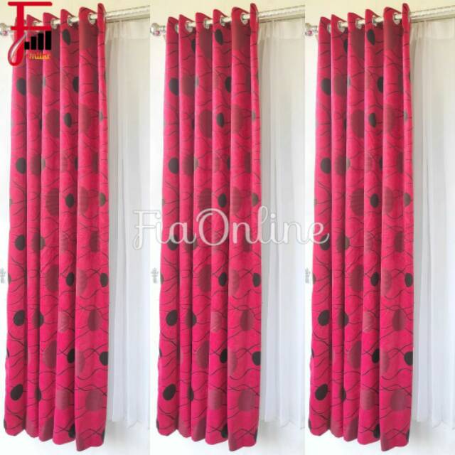 Gorden acacia warna merah gorden jendela minimalis gorden pintu motif dua sisi bahan IMPORT GRADE A