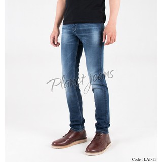 Celana Jeans Panjang Slimfit Pria bahan Denim Brand Local Original Blue Washed Slim Fit Cowok LAT11
