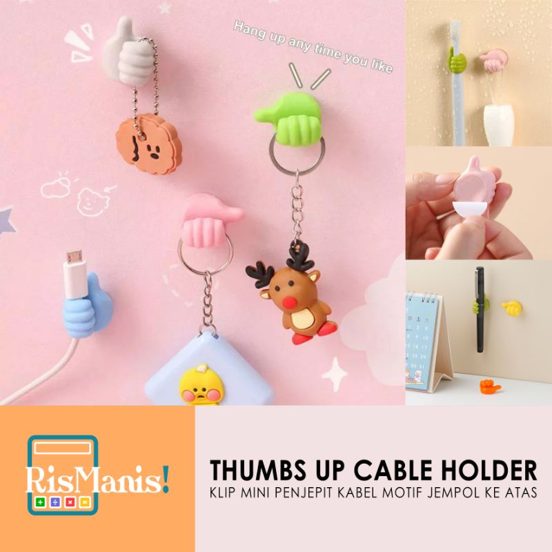 THUMBS UP CABLE HOLDER - Klip Jempol Penjepit Perapi Kabel Charger HP Gantungan Mini Clip Organizer