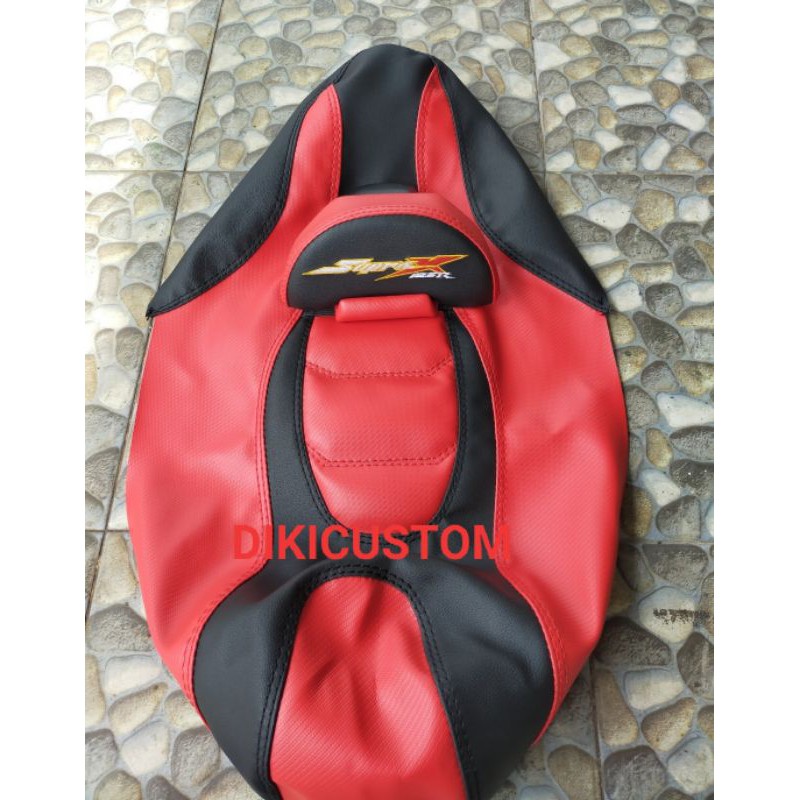 kulit jok Supra X 125 custom MBtech. cover jok modifikasi untuk Supra X 125