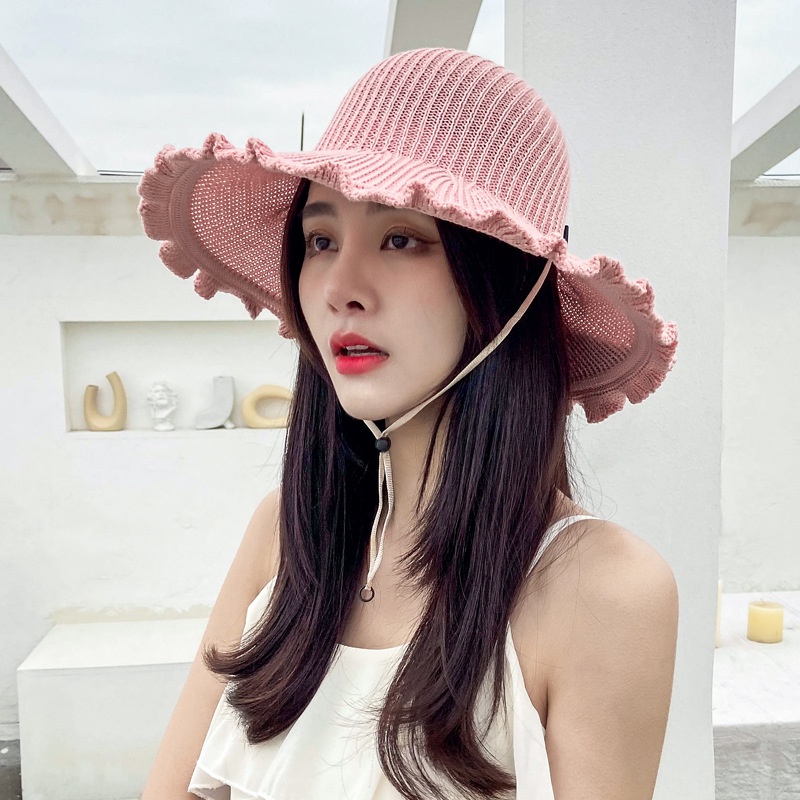 Topi Jerami Wanita Pelindung Matahari Untuk Travel / Pantai / Outdoor