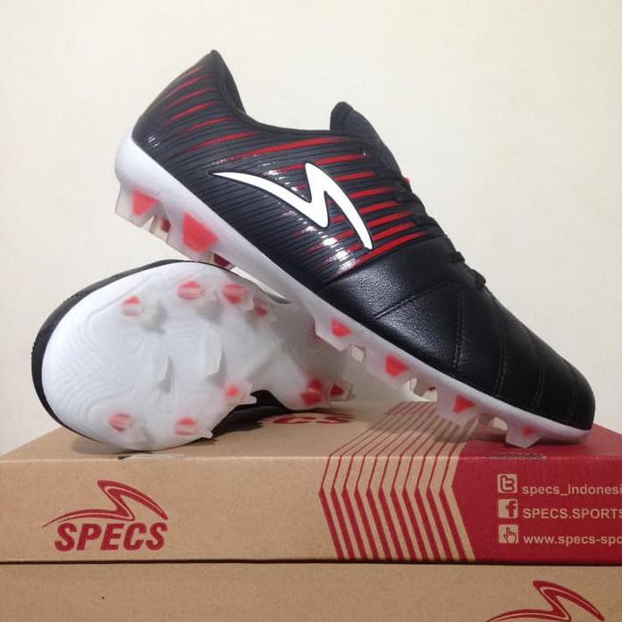 Bhanu Sepatu Bola Specs Barricada Lea 19 FG Black Red 100856 Original BNIB