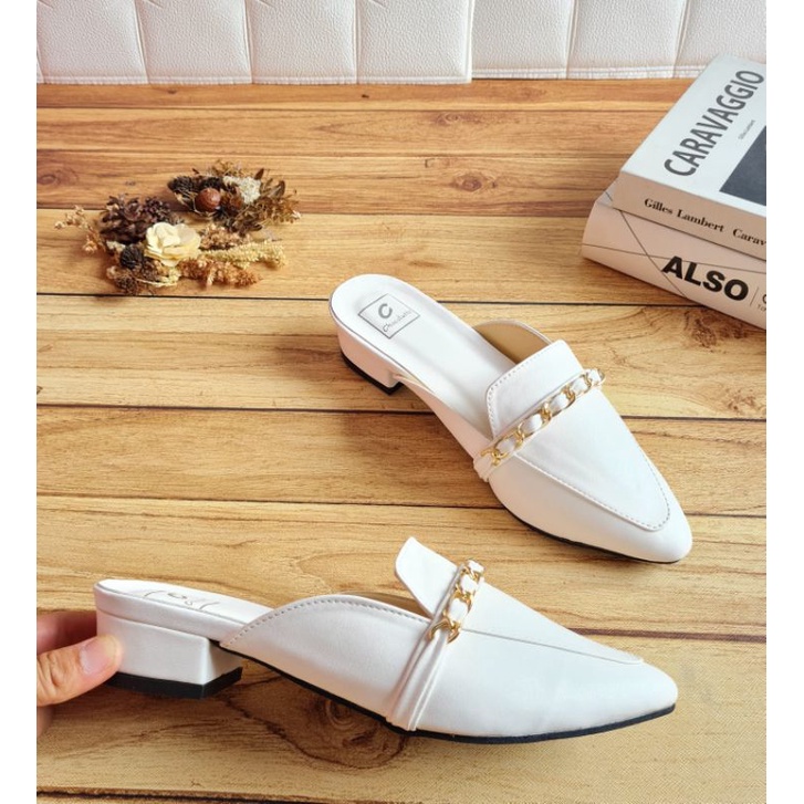 ABBUSHOES AG 10 sendal bapau rantai mules 3cm